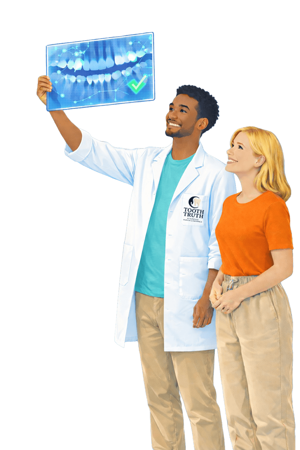 Illustration of a dentist examining a relaxed patient